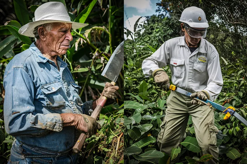 Metodos tradicionales vs. modernos en el uso del machete en la agricultura